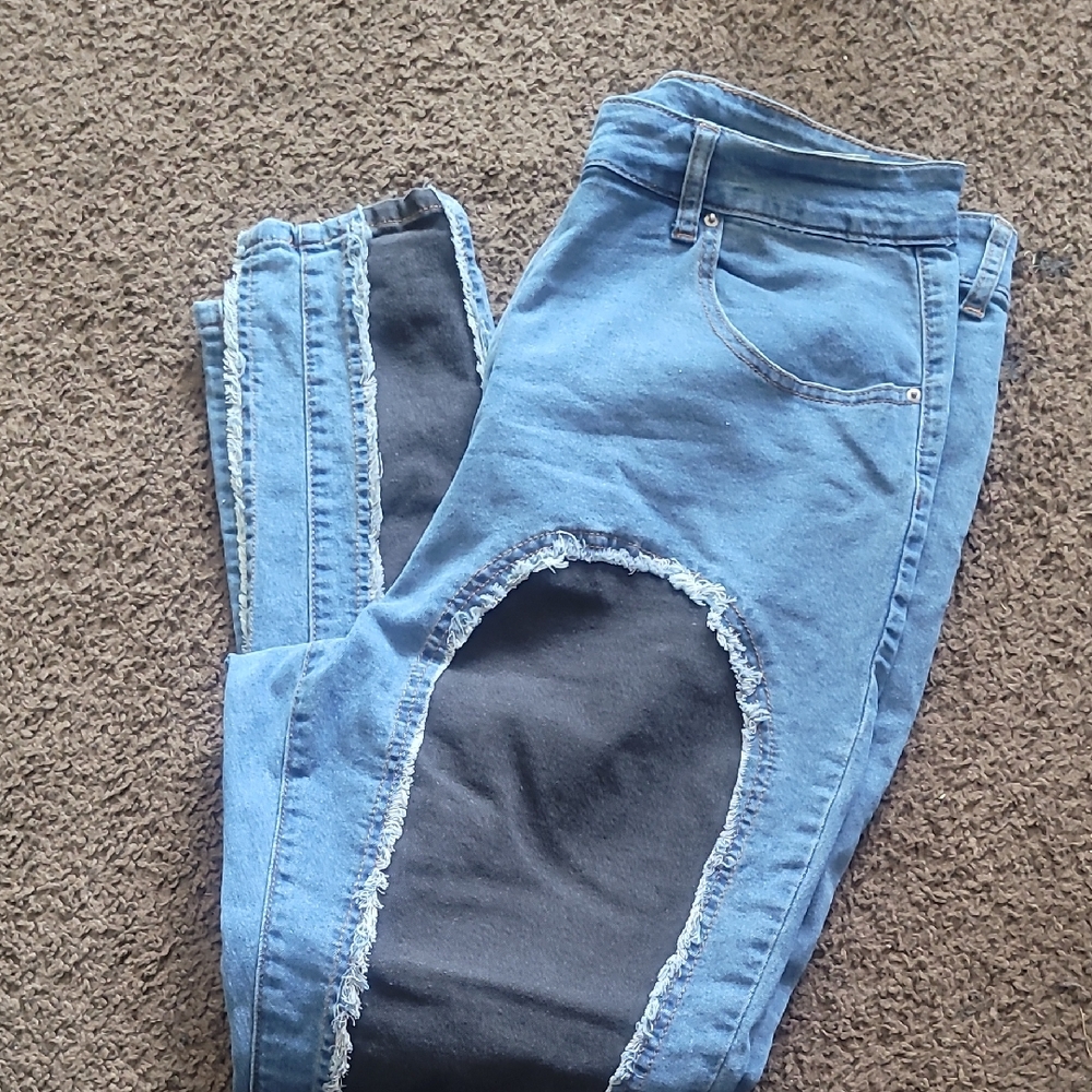 SHEIN Blue Distressed Skinny Jeans